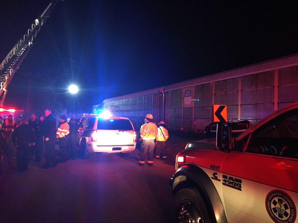 Train Crash South Carolina Emergency responders work at the scene of a crash between an Amtrak passenger train and a CSX freight train Sunday, Feb. 4, 2018 in Cayce, S.C. The crash left multiple people dead and dozens of people injured. (Lexington County Sheriff's Department via AP)