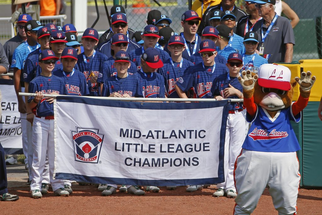 LLWS Baseball The Mid-Atlantic region team from Jackson, N.J., participates in the opening ceremony of the 2017 Little League World Series tournament in South Williamsport, Pa., Thursday, Aug. 17, 2017. (AP Photo/Gene J. Puskar)