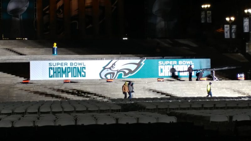 Stage is set for Eagles parade finale (Tom MacDonald/WHYY)