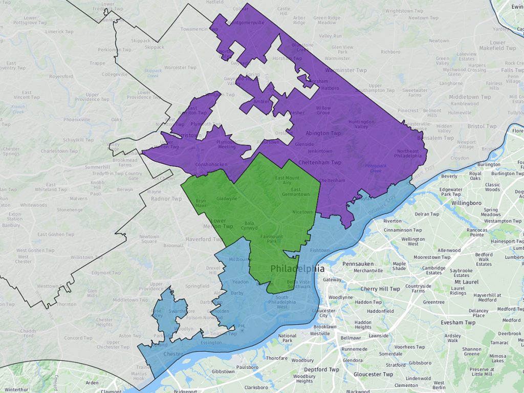 Pennsylvania’s 1st, 2nd and 13th Congressional Districts. Pennsylvania's 1st, 2nd and 13th Congressional Districts.