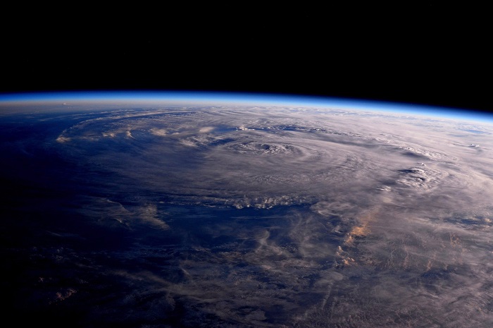 Harvey This photo made available by NASA shows Hurricane Harvey over Texas on Saturday, Aug. 26, 2017, seen from the International Space Station. (Jack Fischer/NASA via AP)