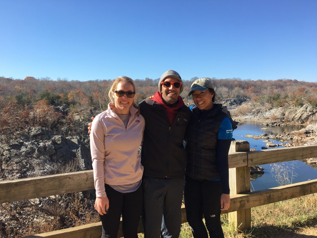 IMG_1341 Megan Ritter (left) at Great Falls, outside Washington, D.C., says hiking, going to concerts, and visiting museums keeps her balanced. And she thinks that makes her a better doctor. (Courtesy of Megan Ritter)