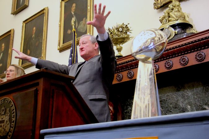 Mayor Jim Kenney announces plans for Super Bowl parade and celebrations in Philadelphia.
