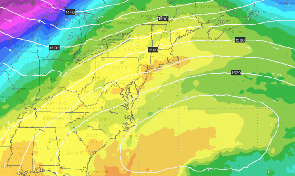 Screen Shot 2018-02-19 at 10.56.14 AM The European model forecast showing warm weather over the New Jersey region on Wednesday morning.