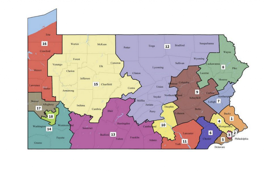 Screen Shot 2018-02-19 at 2.58.13 PM Pennsylvania's new congressional map as drawn by the Pa. Supreme Court.