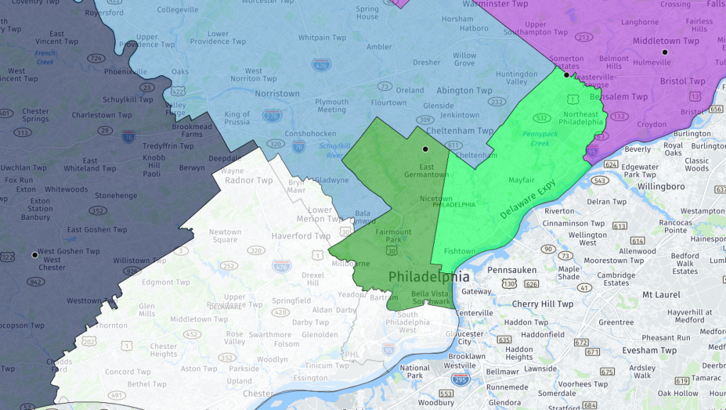 Screen Shot 2018-02-20 at 10.24.51 AM A closer look at the new congressional districts for Philadelhpia and its surrounding suburbs (Lindsay Lazarski/WHYY)