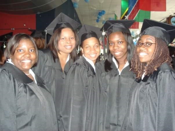 Deanna Jenkins (center) is shown with some of her class of 2007 Spelman classmates