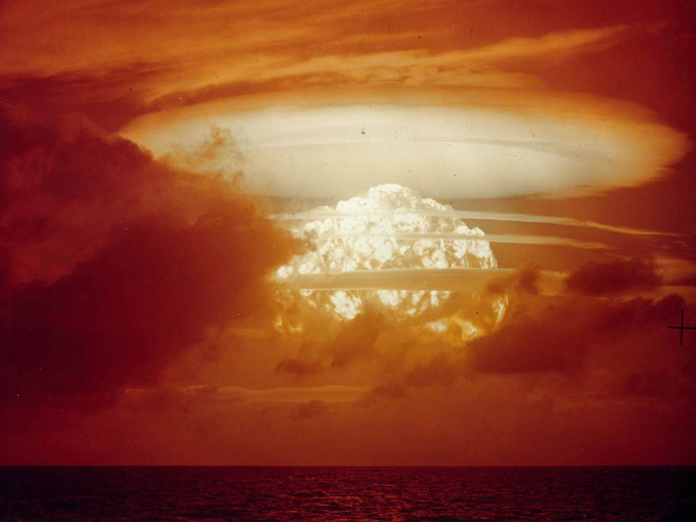 On March 1, 1954, the U.S. conducted its largest nuclear test with a yield of 15 megatons. The new Russian weapon would be up to 100 megatons, according to reports. On March 1, 1954, the U.S. conducted its largest nuclear test with a yield of 15 megatons. The new Russian weapon would be up to 100 megatons, according to reports. (USAF Lookout Moutain Laboratory)