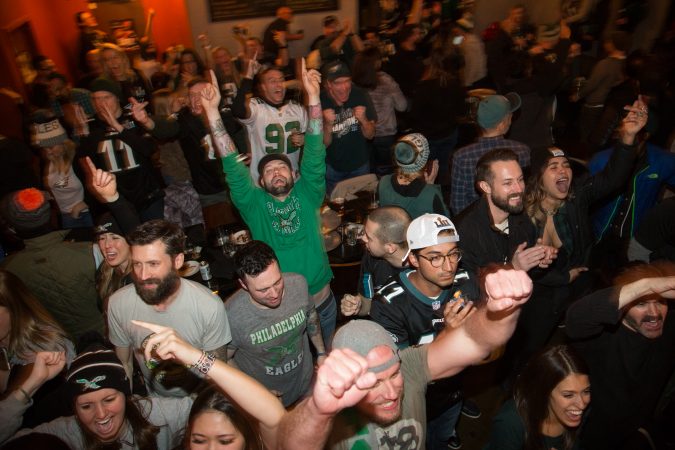 Fans at Chick's bar in South Philadelphia freak out as the Philadelphia Eagles win the Super Bowl in Philadelphia February 4th 2018.