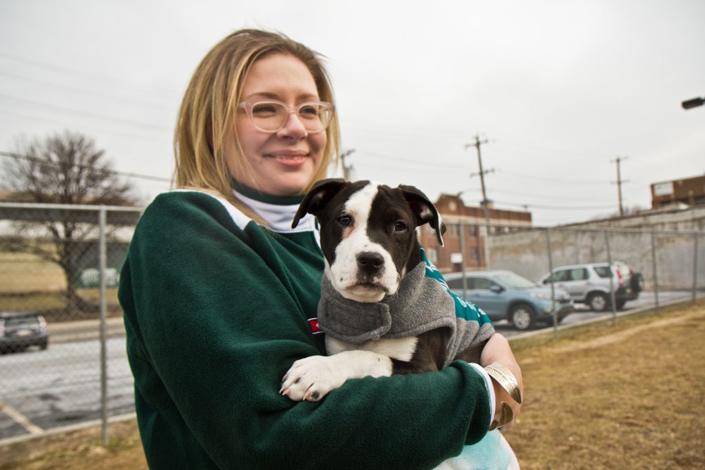 PSPCA staff member Janet Schulze holds Emerald.(Kimberly Paynter/WHYY) PSPCA staff member Janet Schulze holds Emerald.(Kimberly Paynter/WHYY)