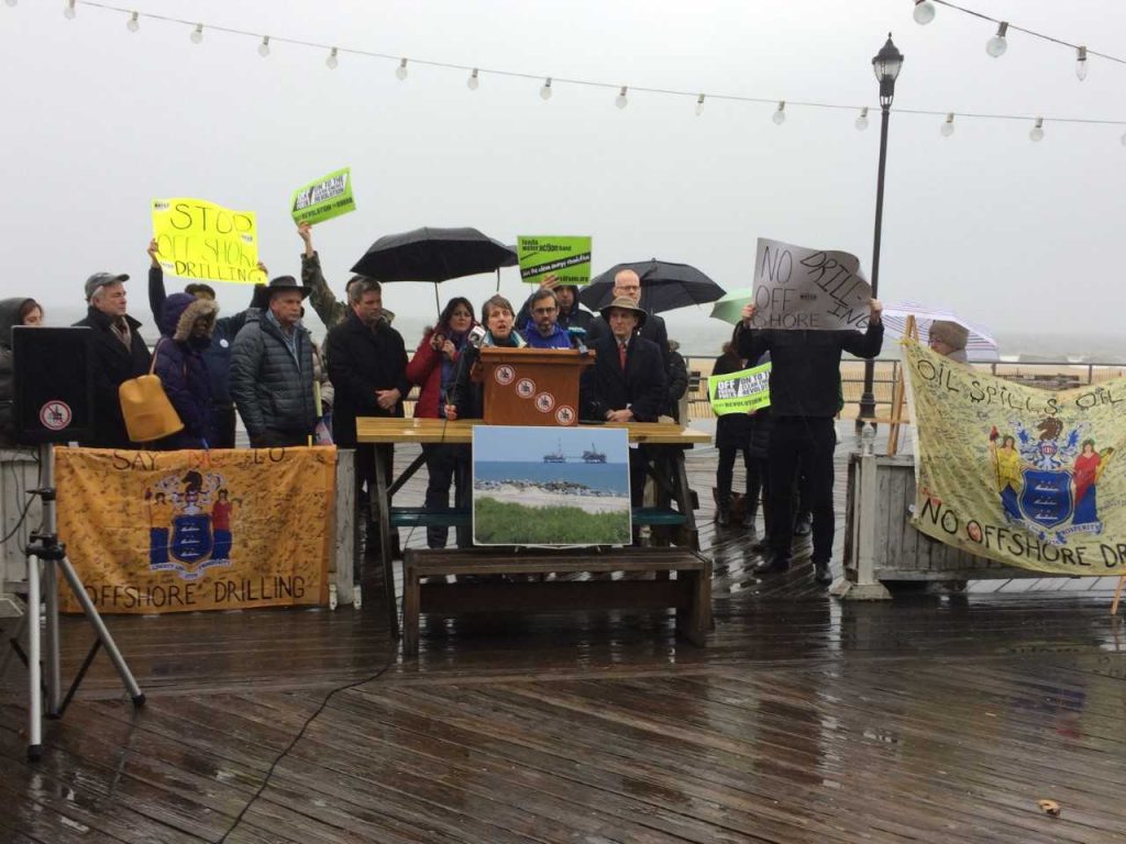 environment Environmentalists gather on Asbury Park's boardwalk to speak out against the Trump administration plan for expanded offshore drilling. (Phil Gregory/WHYY)