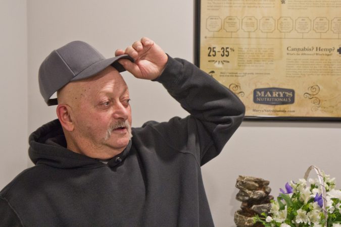 After finishing his last chemotherapy session, Robert Brown attends an appointment at one of Pa.’s first medical marijuana dispensary. (Kimberly Paynter/WHYY)