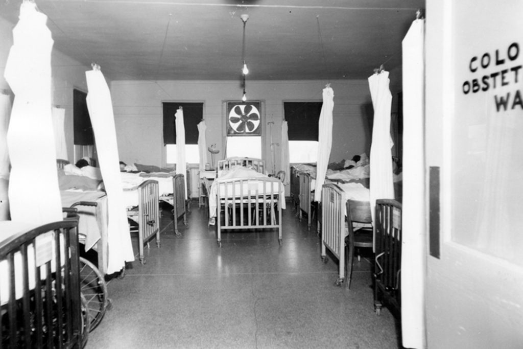 segregation A segregated obstetrics ward at
University Hospital,University of Alabama,
Birmingham. (Courtesy of UAB)
