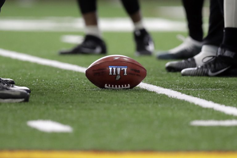 NFL football with the Super Bowl LII logo