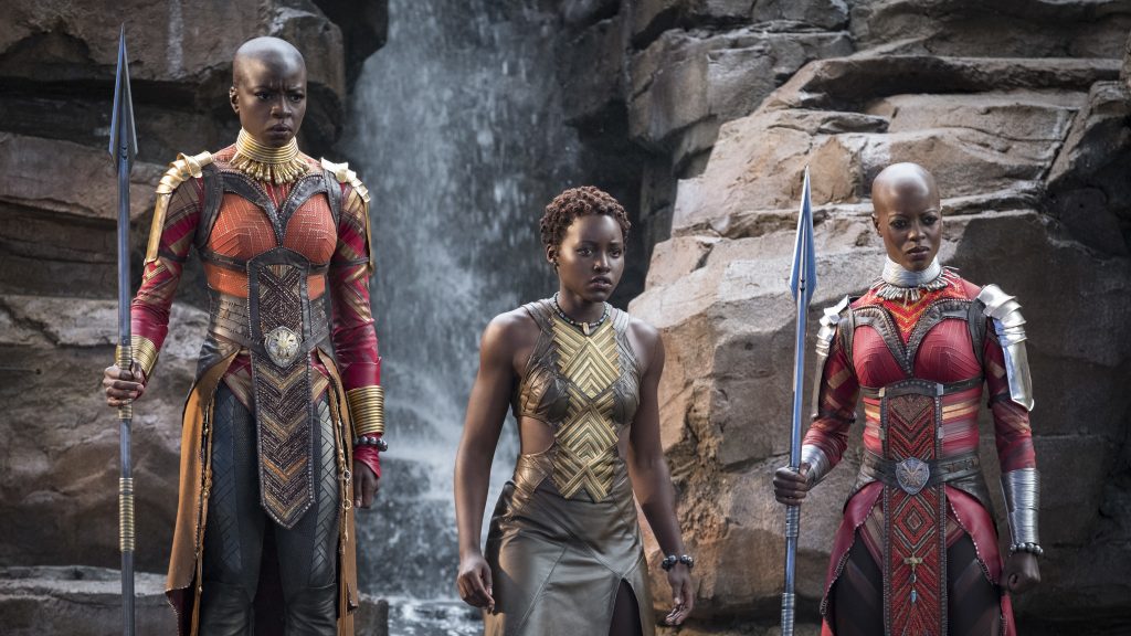 Danai Gurira, Lupita Nyong’o and Florence Kasumba are pictured in a scene from the film, Black Panther. Gurira says the representation of women in Black Panther is important for young girls to see. Danai Gurira, Lupita Nyong'o and Florence Kasumba are pictured in a scene from the film, Black Panther. Gurira says the representation of women in Black Panther is important for young girls to see. (Matt Kennedy/Disney/Marvel Studios via AP)