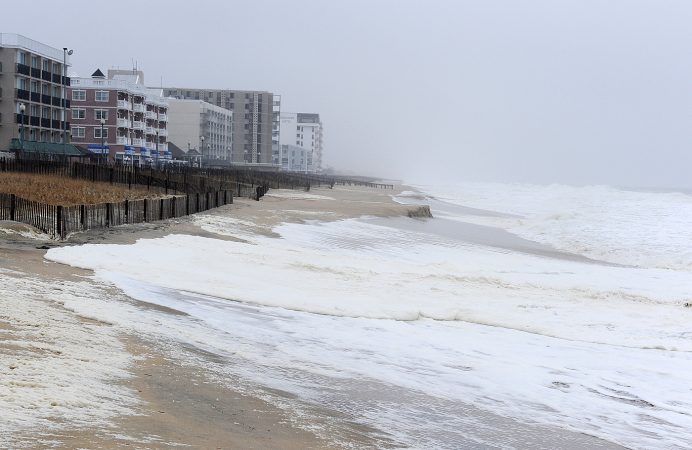 The month's fourth strong nor'easter storm has brought some wind, rain, and beach erosion along with minor flooding to Rehoboth Beach and Dewey Beach and Indian River Inlet, Wednesday March 21. No damage has been reported and Coastal Highway south of Dewey Beach has remained open.
(Chuck Snyder/for WHYY)