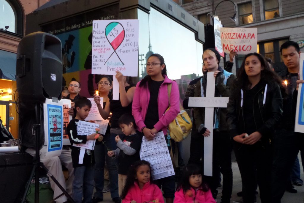 Protesters demonstrate outside of the Mexican Consulate on Independence Mall in Philadelphia on Nov 10, 2014 Protesters demonstrate outside of the Mexican Consulate on Independence Mall in Philadelphia on Nov 10, 2014