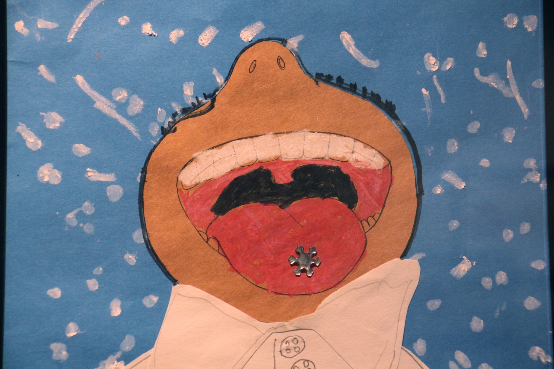 A detail of "First Snow" by Emmanuel Muluh at the City Hall exhibit of works by Philadelphians with autism.