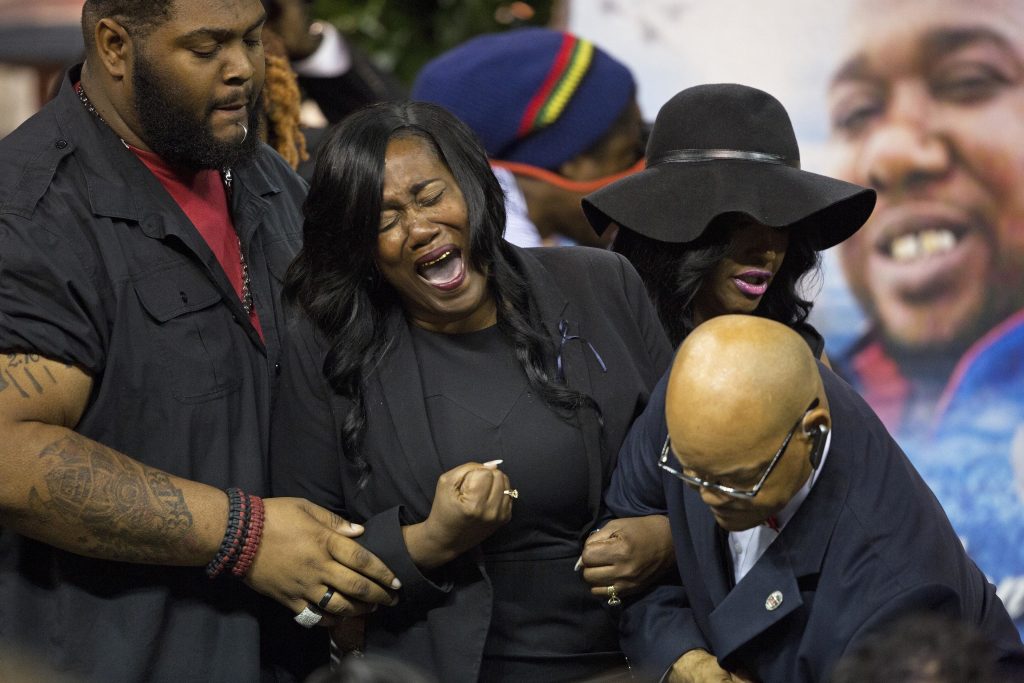Police Shootings Louisiana Sandra Sterling, the aunt of Alton Sterling cries out after viewing his body at the F.G. Clark Activity Center in Baton Rouge, La., Friday, July 15, 2016. Alton Sterling was shot July 5 outside a Baton Rouge convenience store in an encounter with police that was caught on video.