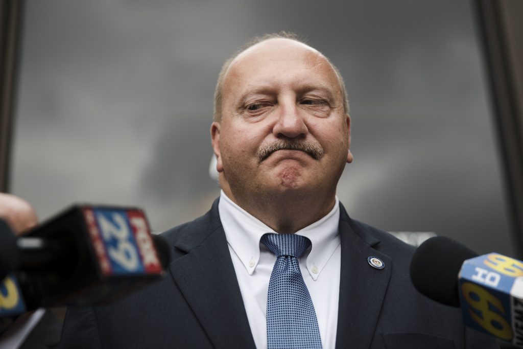 APTOPIX Pennsylvania Corruption Allentown Mayor Edwin Pawlowski, pictured in this Thursday, July 27, 2017 file photo, announced his resignation days after being found guilty of federal corruption charges. (Matt Rourke/AP Photo)