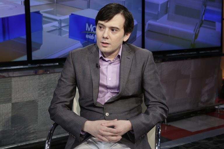 Martin Shkreli is interviewed by Maria Bartiromo during her 