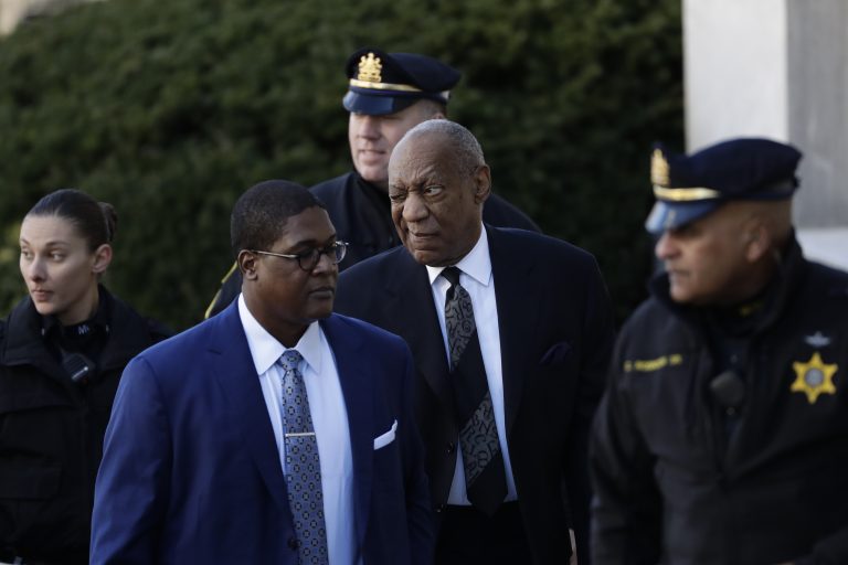 Bill Cosby winks as he arrives for a pretrial hearing in his sexual assault case at the Montgomery County Courthouse, Tuesday, March 6, 2018, in Norristown, Pa. (Matt Slocum/AP Photo)