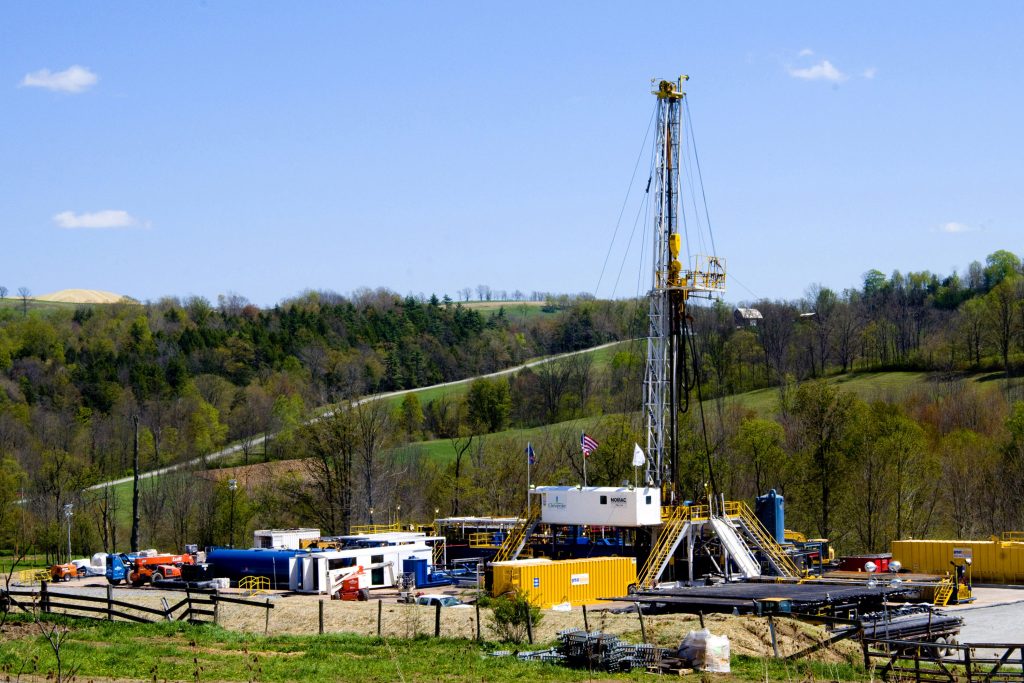 Natural Gas Drilling In this April 23, 2010 photo, a Chesapeake Energy natural gas well site is seen near Burlington, Pa., in Bradford County. (Ralph Wilson/AP Photo)