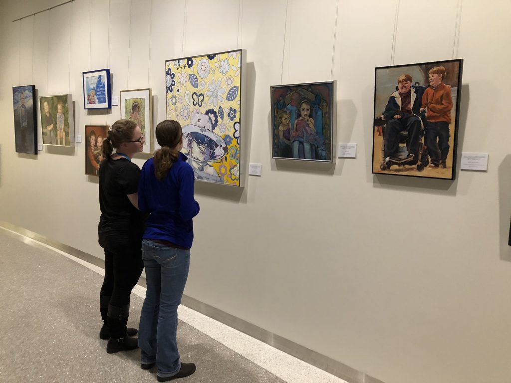 Beyond the Diagnosis, a traveling art exhibit, with more than 100 paintings, is at Nemours Alfred I. duPont Hospital for Children near Wilmington through March 13. (Shirley Min/WHYY)