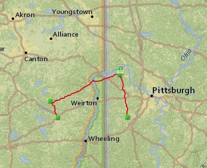 Falcon-Pipeline-map The route of the Falcon Ethane Pipeline through Ohio, West Virginia, and Pennsylvania. (Fractracker Alliance)