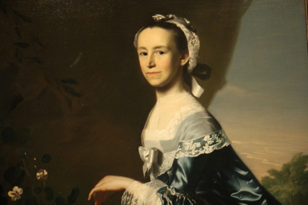 A detail from John Singleton Copley’s “Mrs. James Warren (Mercy Otis)