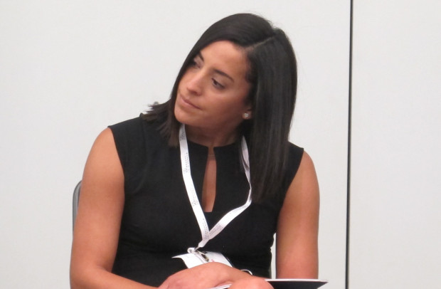 IMG_5688-e1481314169144-620×406 Gov. Tom Wolf aide, Yesenia Bane, speaking on a panel discussion at the Marcellus Shale Coalition's Shale Insight conference in 2016 in Pittsburgh. (Marie Cusick/StateImpact Pennsylvania)
