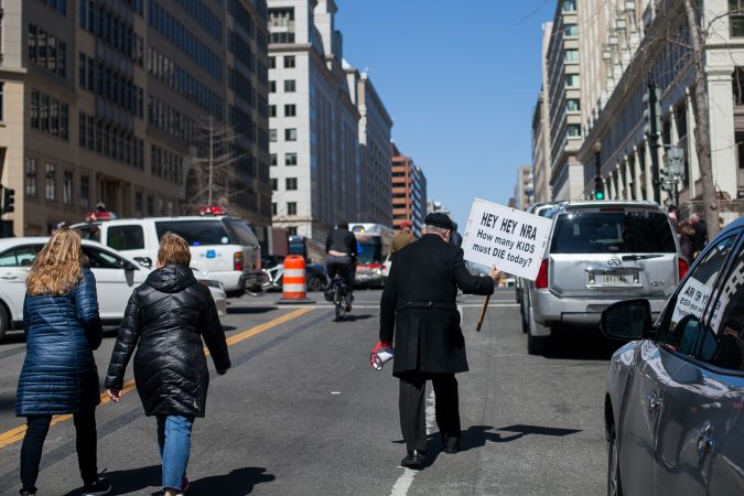 Demonstrators head away from the March for Our Lives Saturday afternoon in Washington D.C. (Brad Larrison for WHYY)