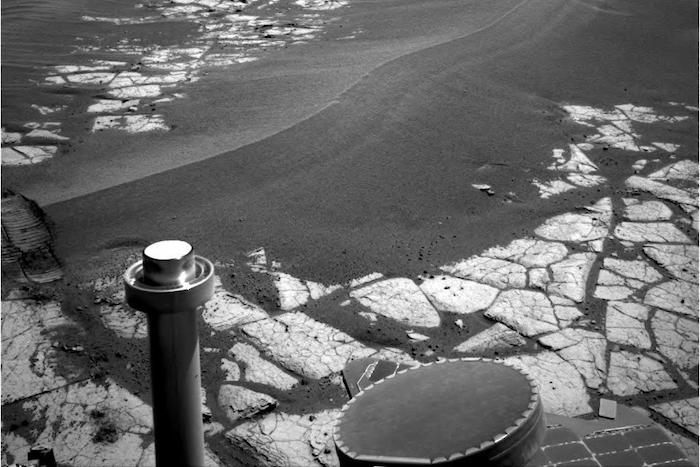 Rolling Ripple This image was taken with Opportunity's navigation camera of a large dune on the way to Victoria