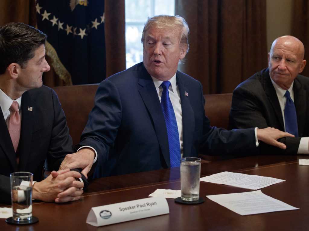 In this Nov. 2, 2017, photo, President Donald Trump speaks during a meeting on tax policy with House Speaker Paul Ryan and Ways and Means Committee Chairman Kevin Brady. In this Nov. 2, 2017, photo, President Donald Trump speaks during a meeting on tax policy with House Speaker Paul Ryan and Ways and Means Committee Chairman Kevin Brady.