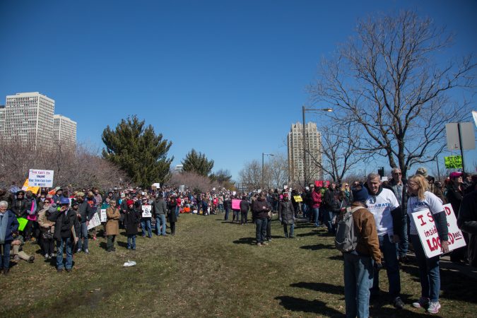 Thousands of citizens, of all ages, gathered together in Philadelphia to participate in the nationwide March for Our Lives, March 24, 2018. (Emily Cohen for WHYY)