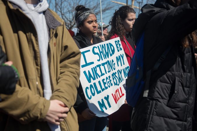 Thousands of citizens, of all ages, gathered together in Philadelphia to participate in the nationwide March for Our Lives, March 24, 2018. (Emily Cohen for WHYY)