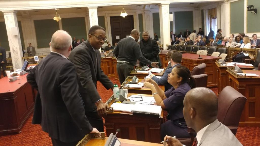 Philadelphia City Council members discuss budget. (Tom MacDonald/WHYY) 