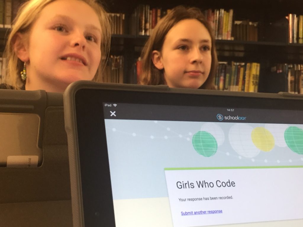 girls who code middletown More than 50 students at Alfred G. Waters Middle School near Middletown participate in the Girls Who Code club. (Cris Barrish/WHYY)