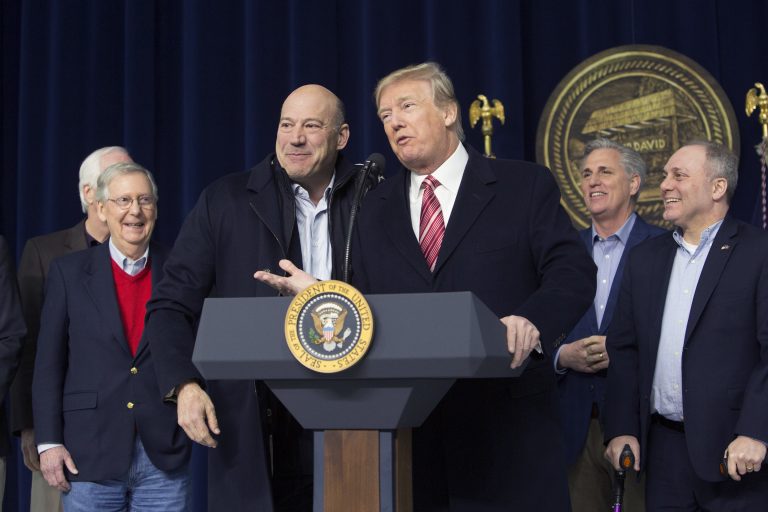 President Trump and then-National Economic Council Director Gary Cohn at Camp David on January 6, 2018 in Thurmont, Md.