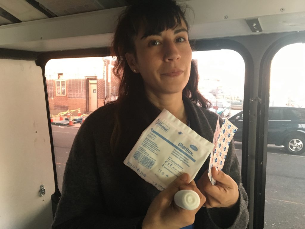 Sheila Dhand, a wound care nurse, treats many people who use drugs via mobile unit. Sheila Dhand, a wound care nurse, treats many people who use drugs via mobile unit. (Elana Gordon/WHYY)