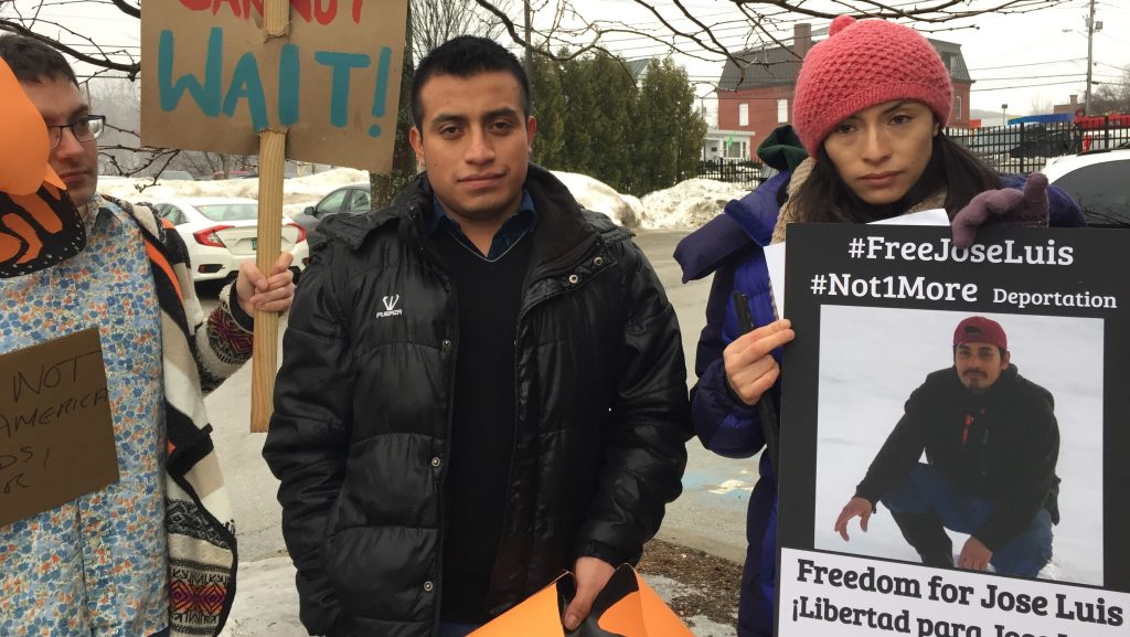 Victor Garcia Diaz, left, and Zully Palacios Rodriguez, at a recent demonstration in Richford, Vt. They are two of the undocumented Migrant Justice leaders arrested by ICE. Victor Garcia Diaz, left, and Zully Palacios Rodriguez, at a recent demonstration in Richford, Vt. They are two of the undocumented Migrant Justice leaders arrested by ICE.