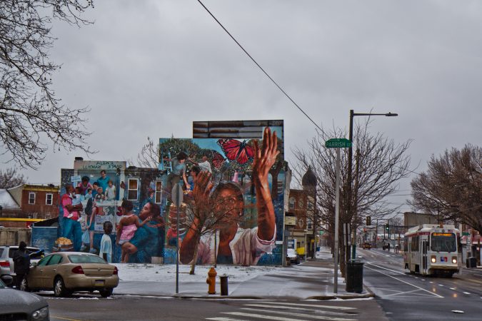 Wednesday morning brought only sleet to Philadelphia. (Kimberly Paynter/WHYY)