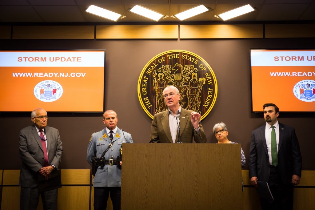 Governor Phil Murphy holds a press conference to provide an update on the Nor’easter storm recovery efforts in New Jersey on Thursday, March 8th, 2018. Edwin J. Torres?Governor’s Office. Gov. Phil Murphy gives an update on storm recovery efforts in New Jersey following two nor'easters. (Edwin J. Torres/Governor’s Office.)