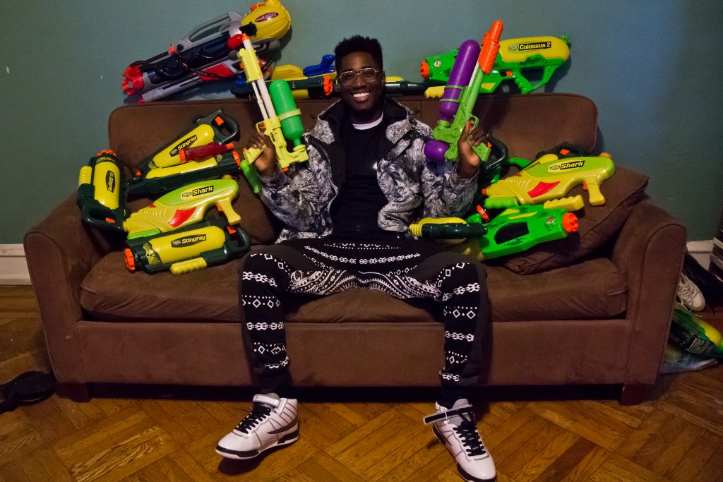 supersoakers Gabriel Nyantakyi collects super soaker toys and orchestrates water play days all over the world. (Kimberly Paynter/WHYY)