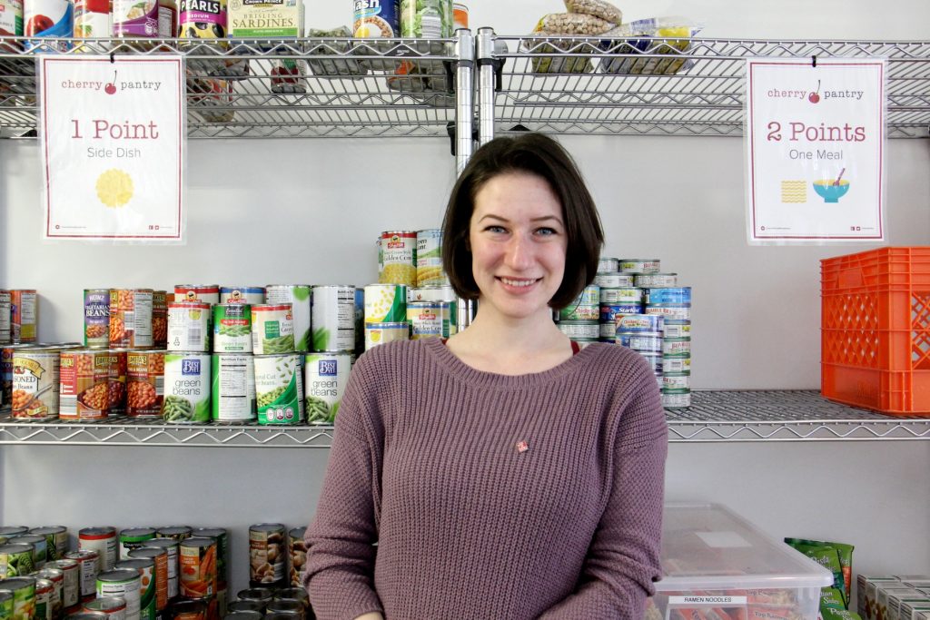 2018 04 10-e lee-sarah levine-philadelphia temple university-food pantry hunger food insecurity Temple senior Sarah Levine, who struggled with food insecurity herself, is the student manager of the Cherry Pantry.