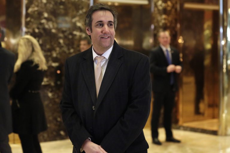 AP_16351601934760-768×512 In this AP file photo, Michael Cohen, an attorney for President-elect Donald Trump, arrives in Trump Tower in New York, Friday, Dec. 16, 2016. (Richard Drew/AP Photo)