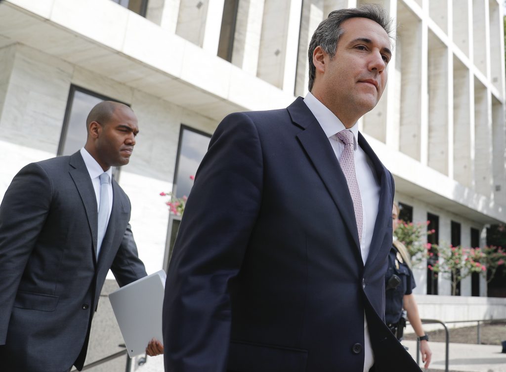Michael Cohen Michael Cohen, right, President Donald Trump's personal attorney, leaves Capitol Hill in Washington, Tuesday, Sept. 19, 2017.