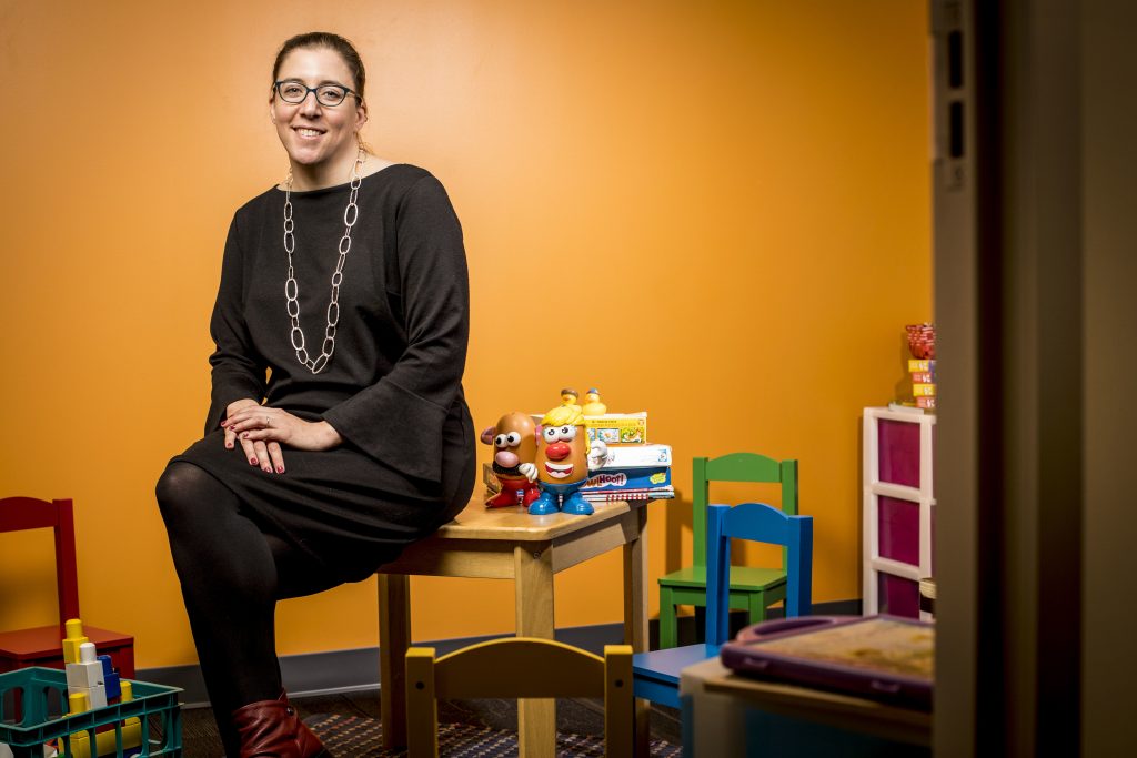 Transgender Study This March 2018 photo shows Kristina Olson in her laboratory in Seattle. She is the creator and leader of the TransYouth Project, which is considered the first large-scale long-term study of transgender children in the U.S. On Thursday, April 12, 2018, Olson was named winner of the NSF's annual Alan T. Waterman Award, the government's highest honor for scientists still in the early phases of their careers. (Dennis Wise/University of Washington via AP)