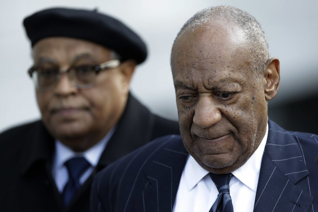 Bill Cosby leaves the Montgomery County Courthouse in Norristown after the third day of his  sexual assault trial Wednesday. (AP Photo/Matt Slocum)