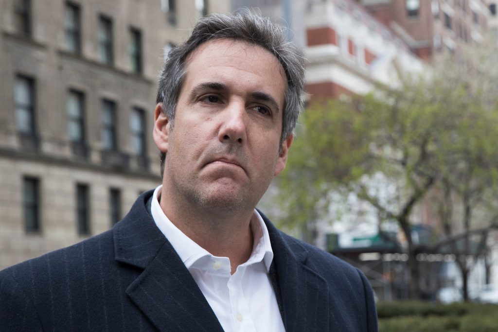 FILE - This Wednesday, April 11, 2018 file photo shows attorney Michael Cohen in New York. On Thursday, April 12, 2018, The Associated Press has found that stories circulating on the internet that a federal judge in California dismissed a search warrant and evidence from FBI raid at the office of Cohen, Trump's personal attorney, are untrue. (AP Photo/Mary Altaffer)